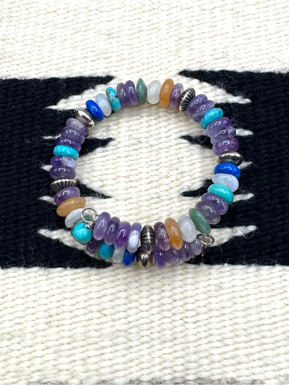 Carolyn Pollack Southwest Sterling Silver Turquoise Multi Stone Bracelet 6.5"